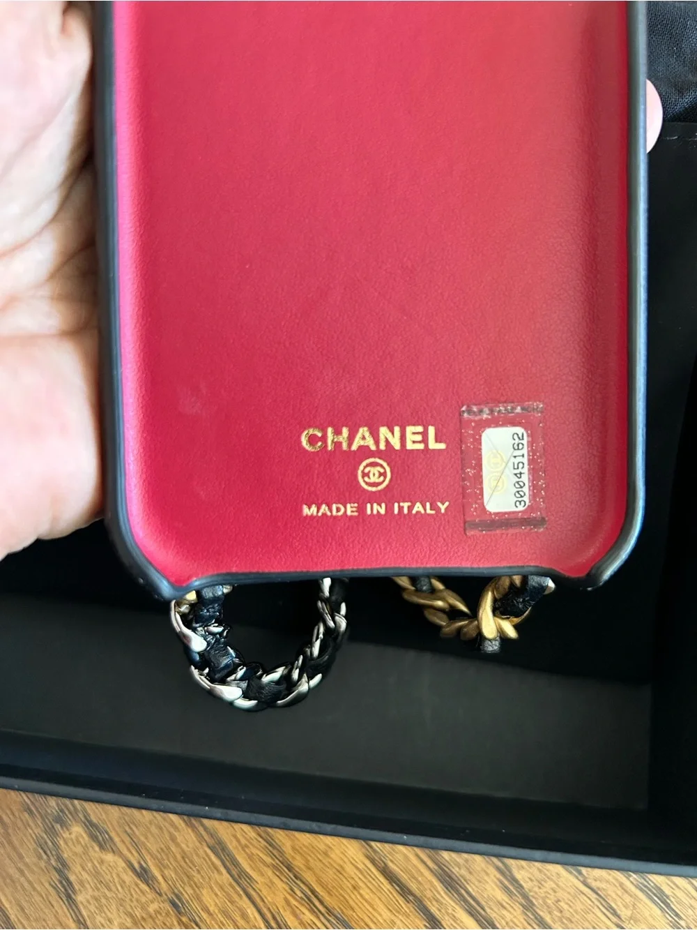 Chanel Black Quilted Leather iPhone X Pro Case with Gold Chain FULL INCLUSION